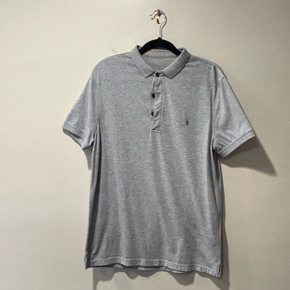 All Saints Brenda signer gray pollo short sleeve men's men's wear shirt size L